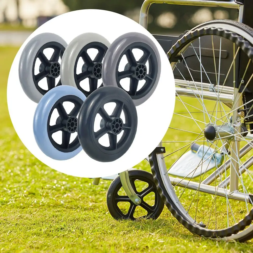عجلة أمامية للكرسي المتحرك مقاس 5 بوصة مضادة للانزلاق، عجلة إطارات صلبة مقاومة للاهتراء، عجلة عربة سفر