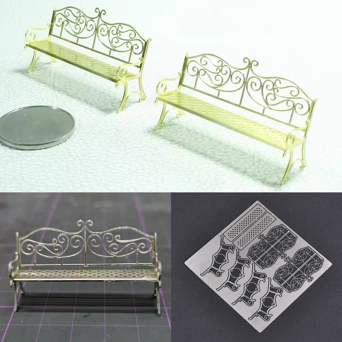 

1/35 photo eatch PE sand table diorama Scale model kit metal stainless steel Park chair bench stool Bar chair Outdoor chair