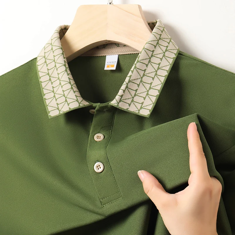 

Summer Versatile Short Sleeved T-shirt for Men Business Casual Cool and Comfortable Skin Friendly Solid Color Polo Shirt