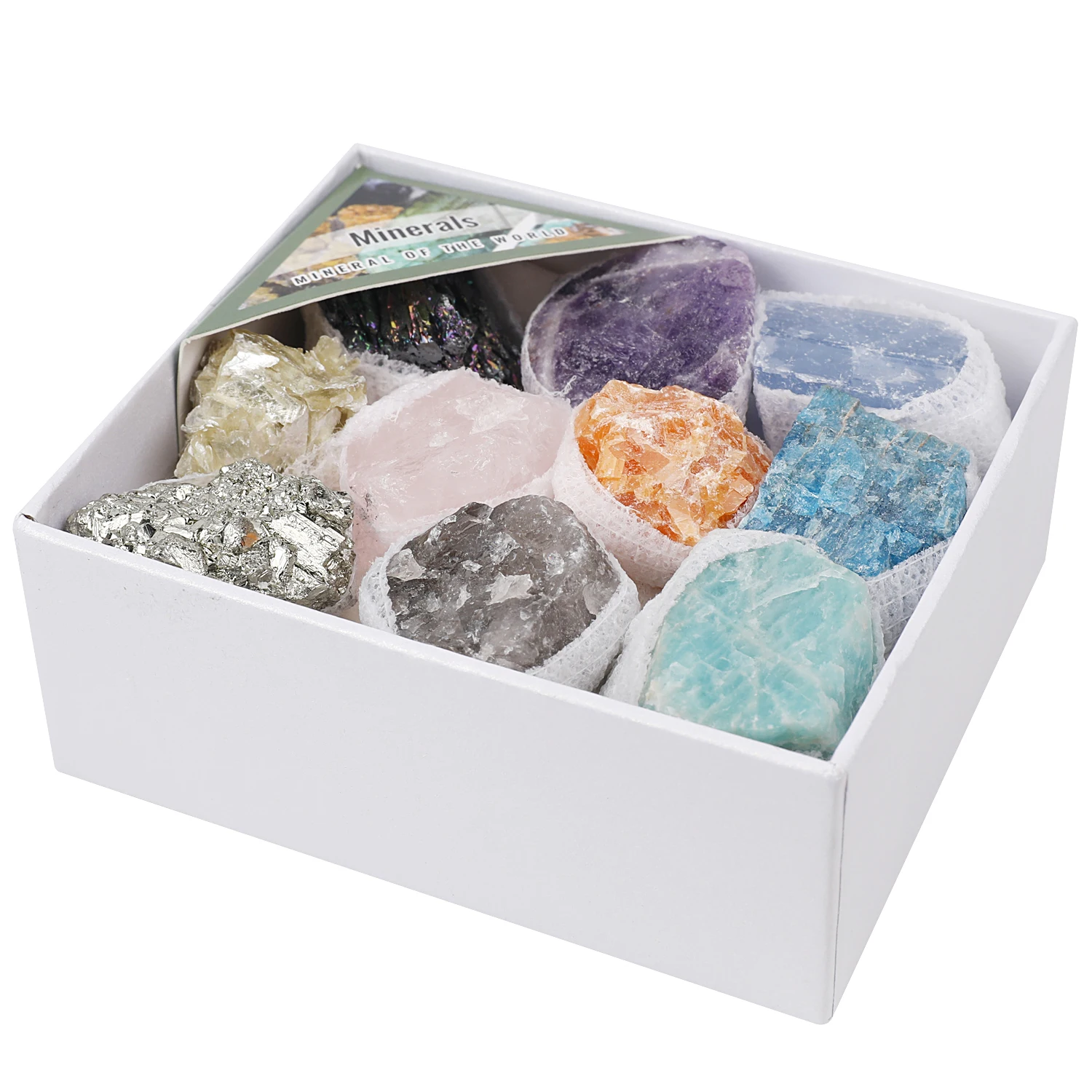 1Box Natural Quartz Raw Minerial Energy Stones Amethyst Rose Quartz Pyrite Mix Stones Chakra Divination