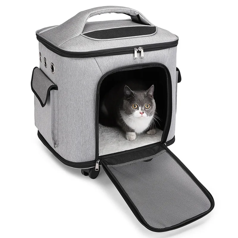 

Cat & Dog Pet Bag Large Capacity Silent Wheels Out Trolley Box Portable Breathable Hand Portable Large Cage