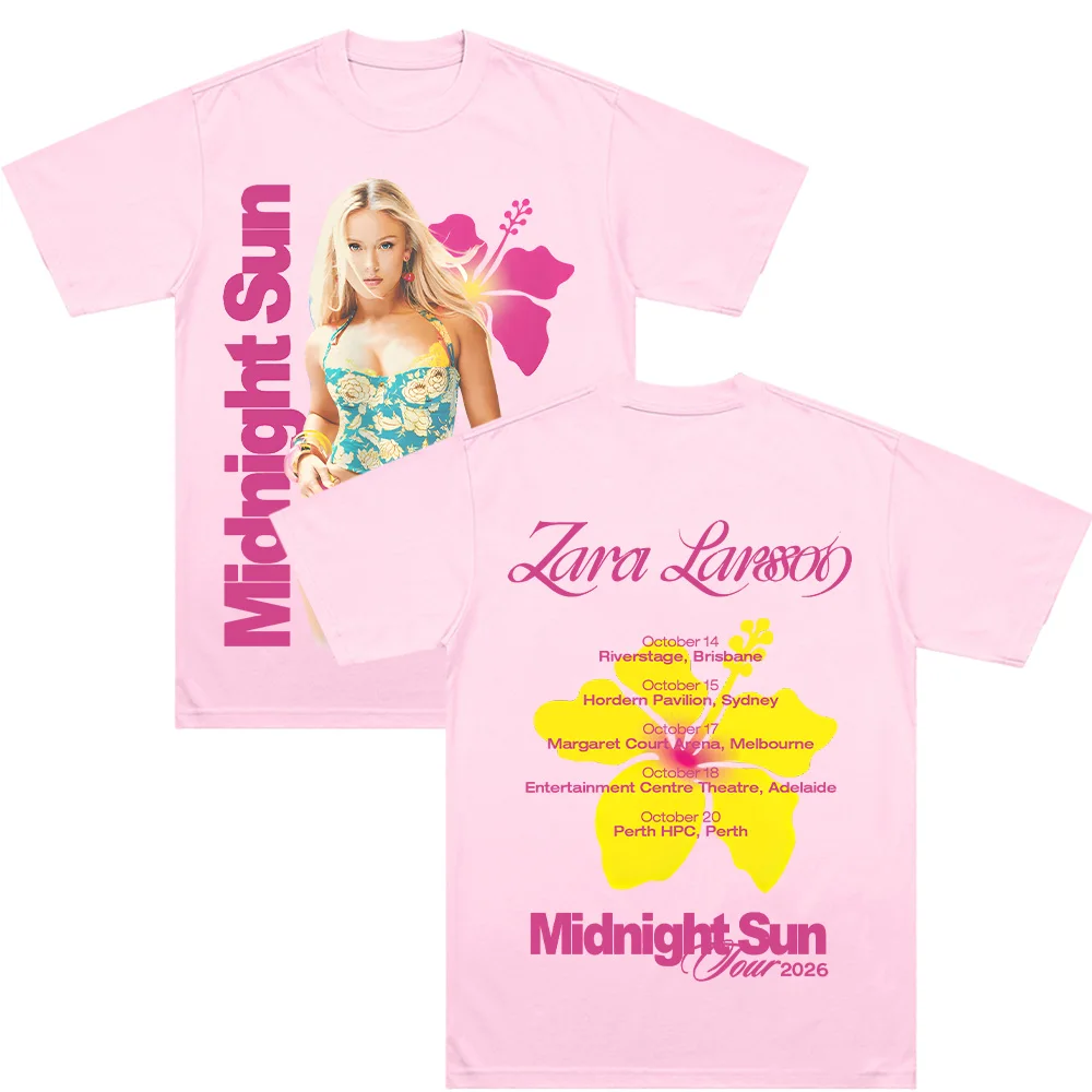 Camisetas Midnight Sun Tour 2026, ropa gráfica Z-Zara Larsson, ropa informal Y2k Hip Hop para mujeres y hombres, camiseta informal suave de algodón puro, elegante
