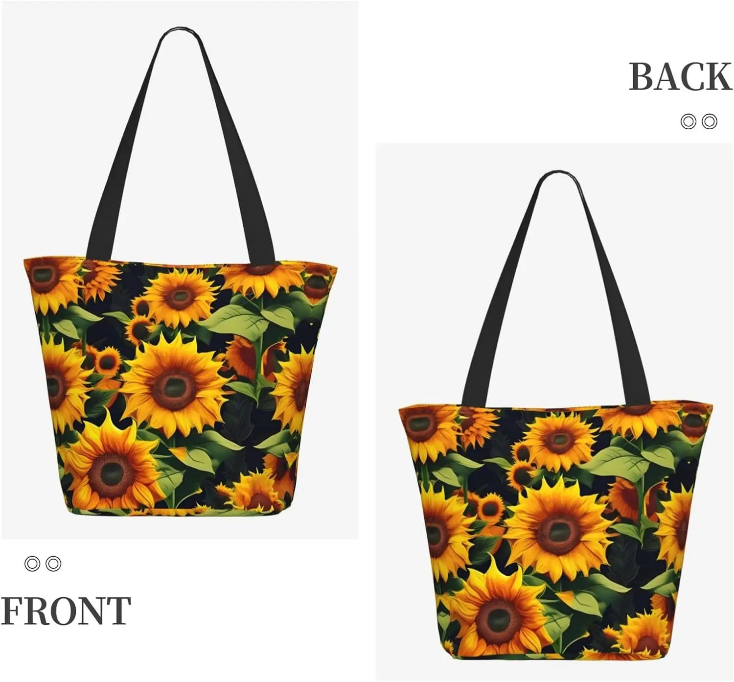 Beautiful sunflower Tote Bag with Zipper for Women Inside Mesh Pocket Heavy Duty Casual Anti-water Cloth Shoulder Handbag