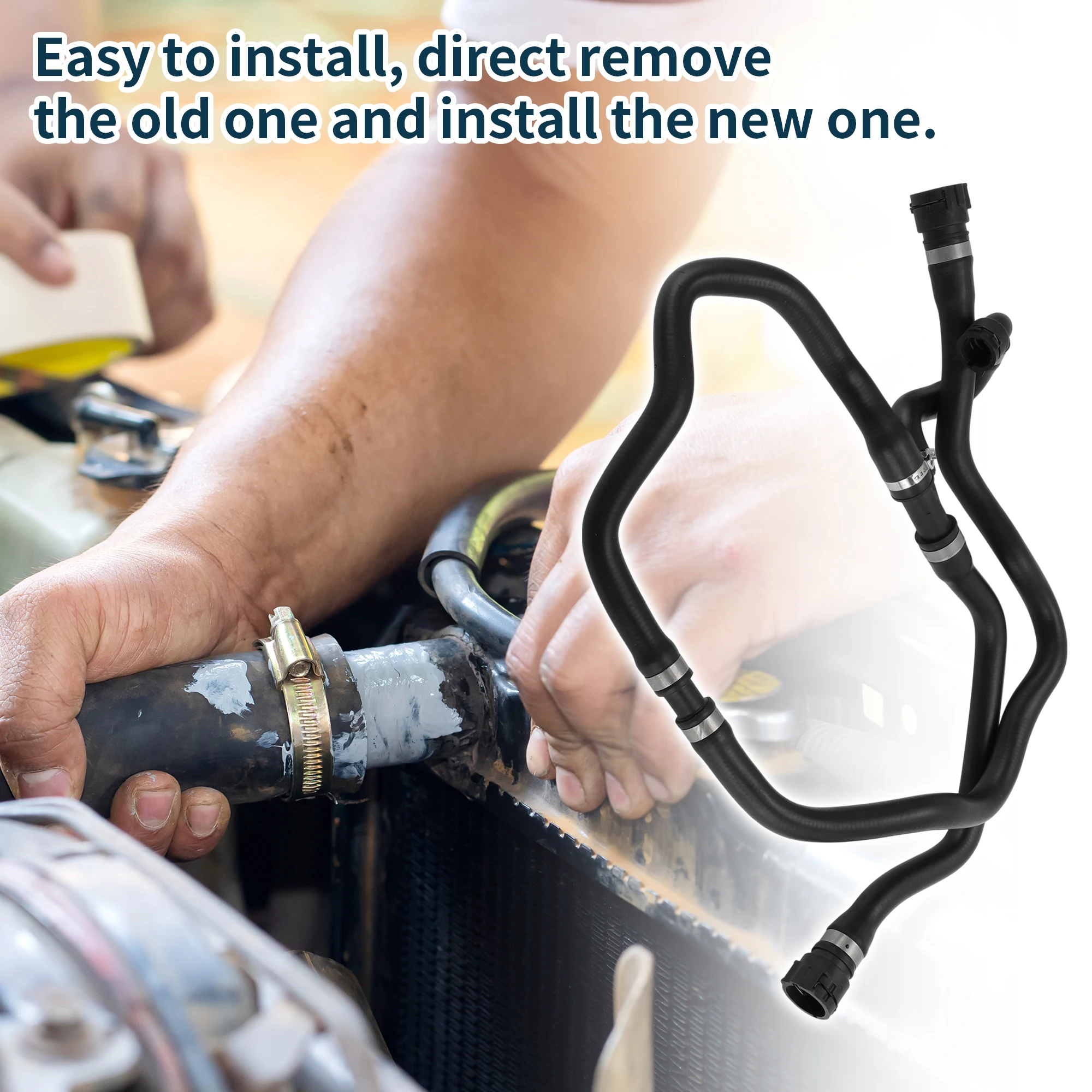 Motoforti Manguera de radiador Manguera de calentador No.17127524841 para BMW Serie 7 03-08 Tubo de refrigerante de goma Negro 1 pieza