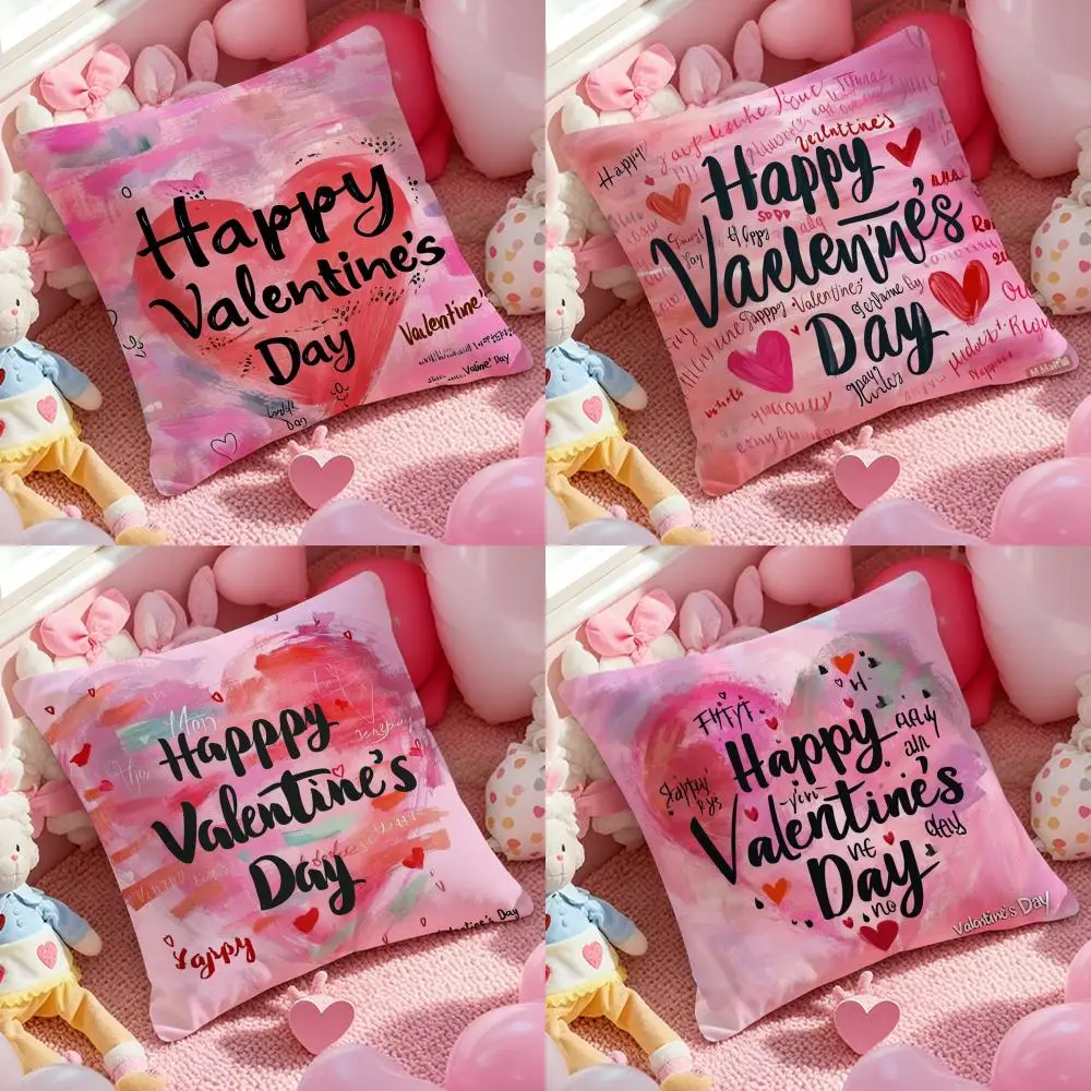 

С Днем святого Валентина! Чехол для подушки с защитой от пылевых клещей, наволочка с невидимой молнией, шелковистый короткий плюш, чехол для диванных подушек