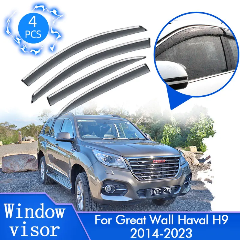 

Windshield For Great Wall Haval H9 2014~2023 Car Side Sun Rain Window Visors Deflectors Protector Awning Trim Cover Accessories