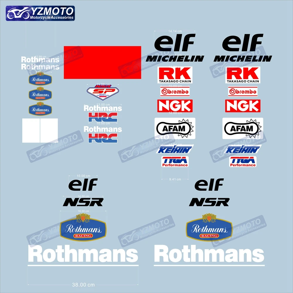 

For Honda Rothmans NSR Motorcycle Full set Sticker Body Fairing Fuel Tank Engine Logo Windshield Helmet Decals Stickers Kit