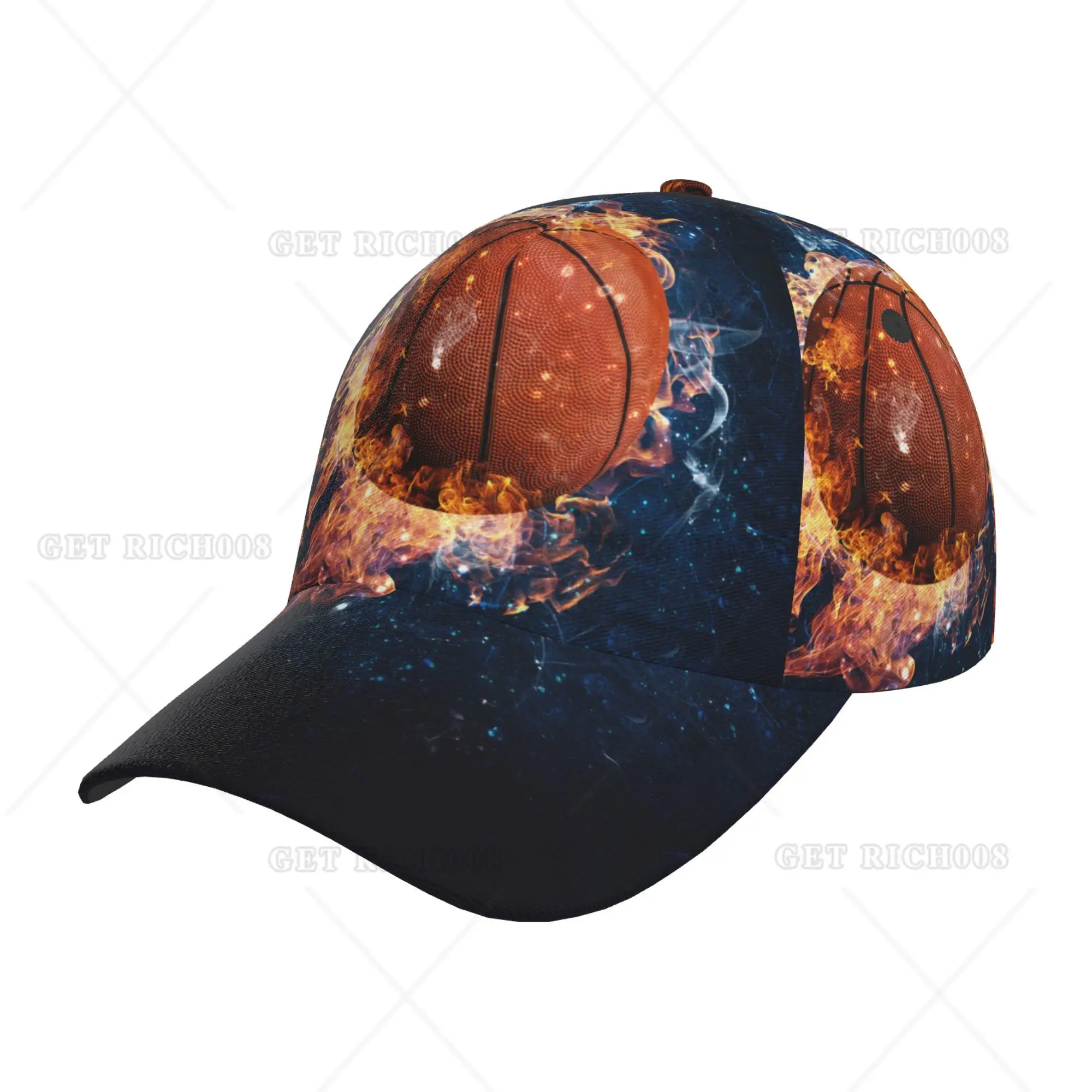 

Fire Baseketball Sports Baseball Cap Full Print Adjustable Sun Visor for Unisex Sports One Size Hats for Teens