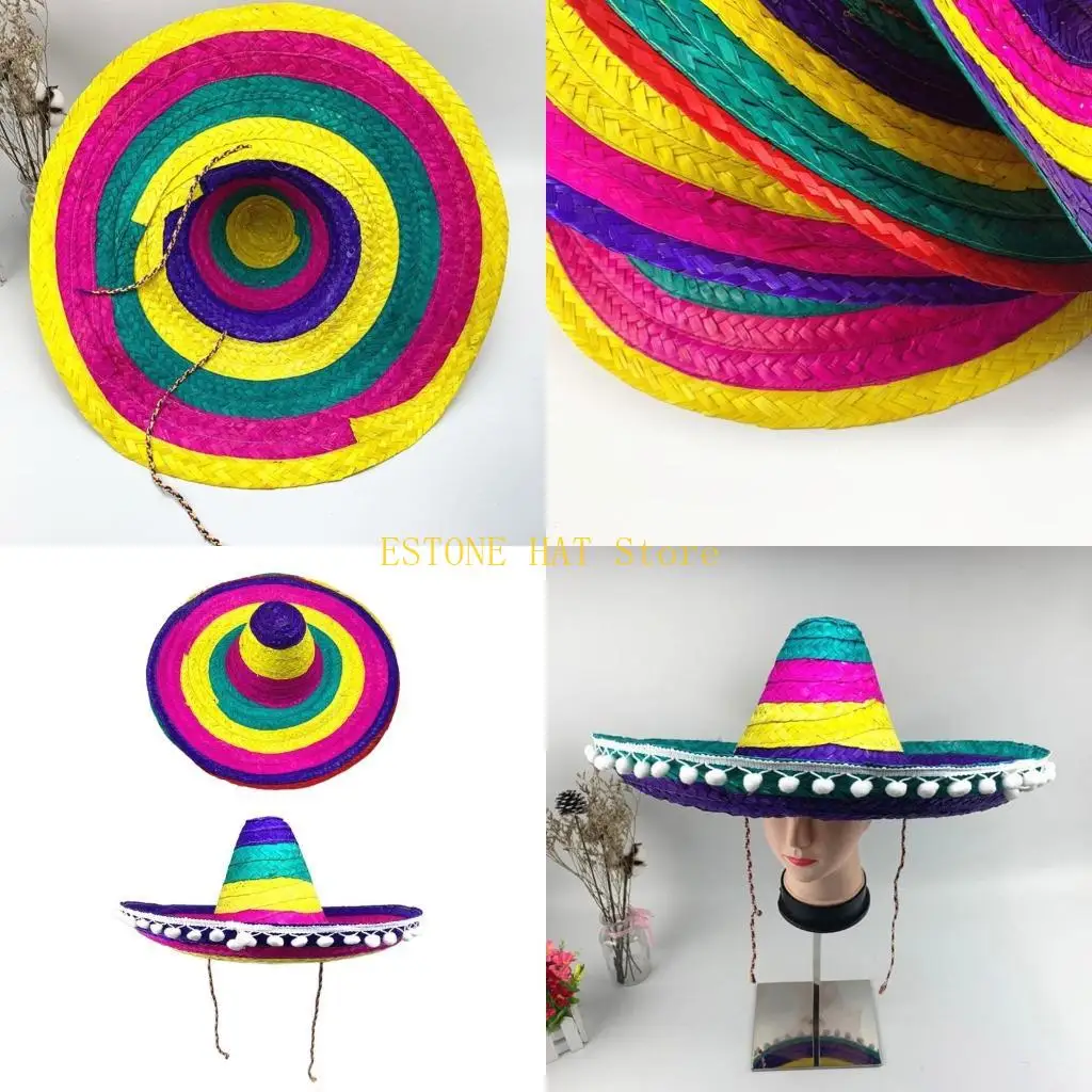 

49MF LuauEvent Straw Hat Festival Hat Adult Mexicans Traditional Hat