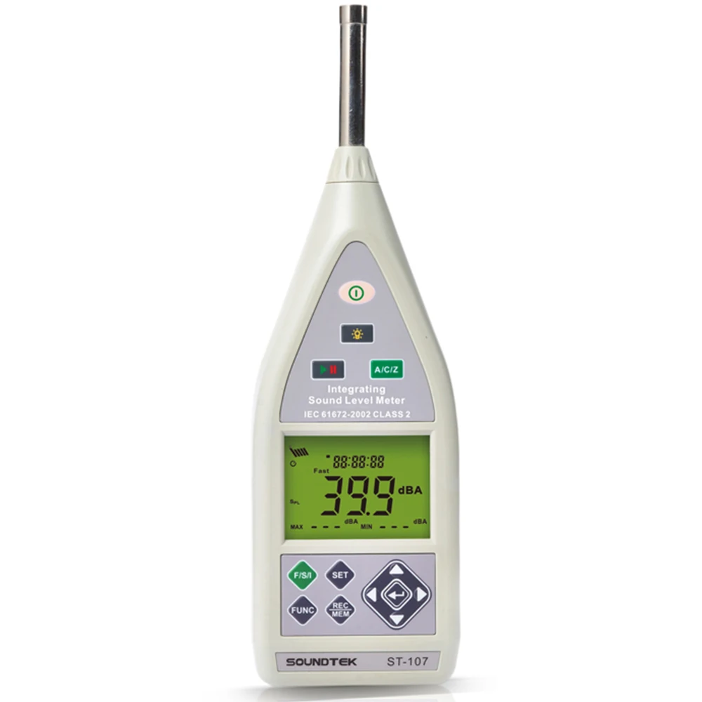 

Tenmars ST-107 Digital Class 2 Integrating A/C/Z Sound Level Meter 30-130dB 31.5Hz~8KHz Noise Tester