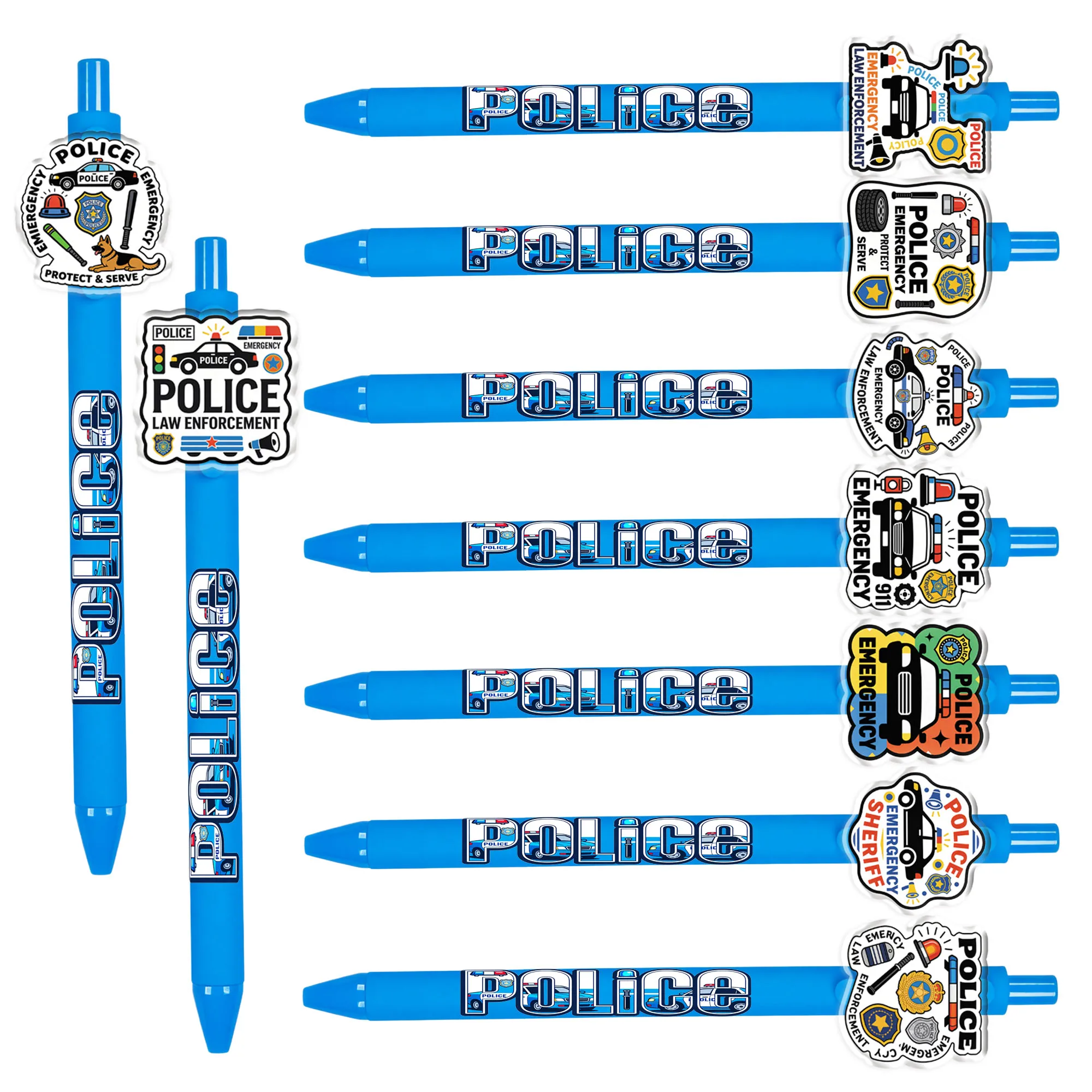

Набор из 9/15 штук: Крутые ручки с тематикой полицейских машин для любителей дорожной полиции
