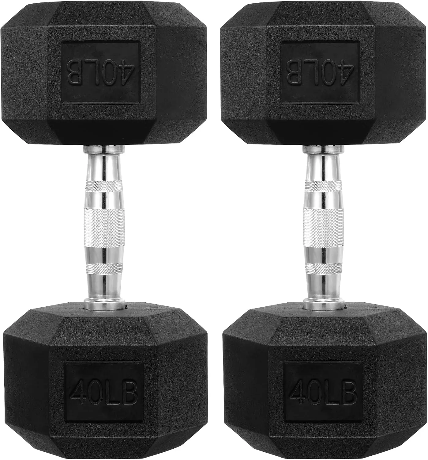Rubber Coated Hex Dumbbells, Anti-Roll Hand Weights Set of 2, Non-Slip Ergonomic Handle Low Odor for Home Gym