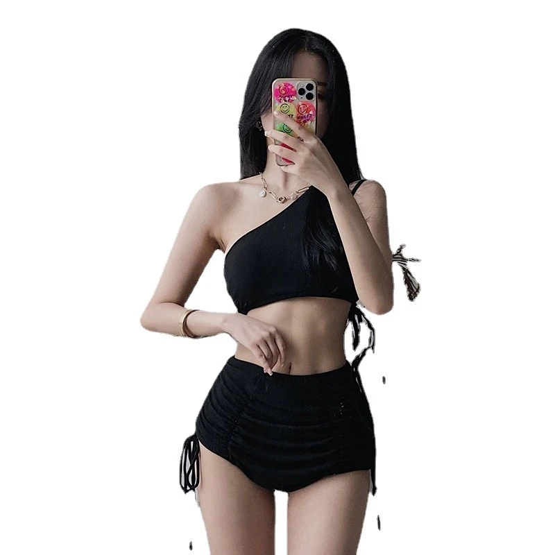 韓国のセクシーなストラップレスストラップレスビキニ水着女性のための夏の小さな胸ハイウエストカバー腹