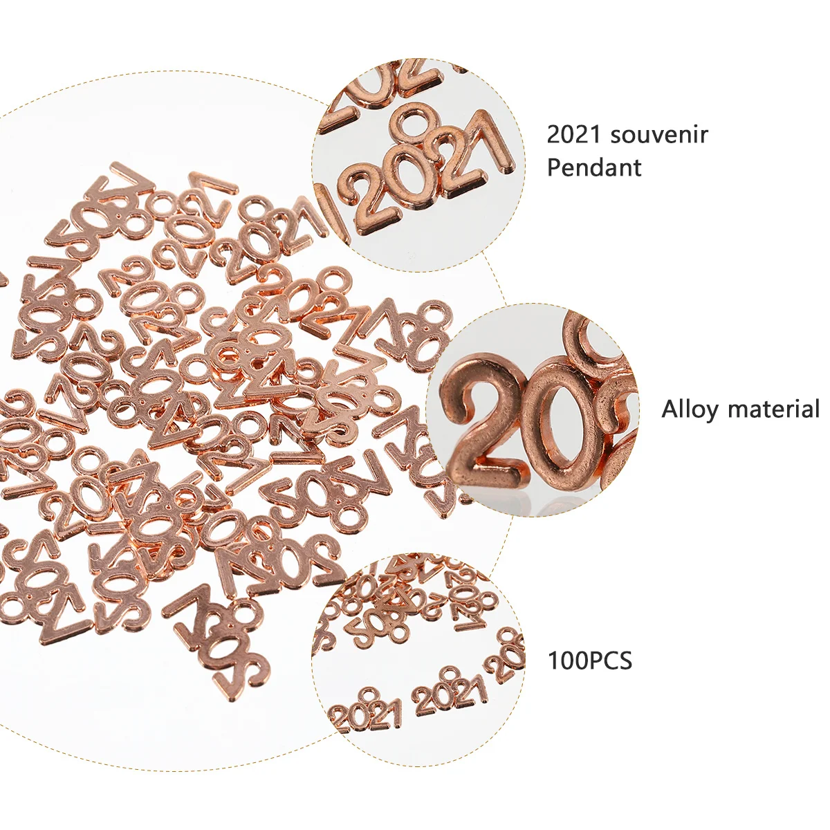 

100 Pcs Jewelry Charms Bulk Gold Plated Number Necklace Pendant Connectors Beads for Bracelets