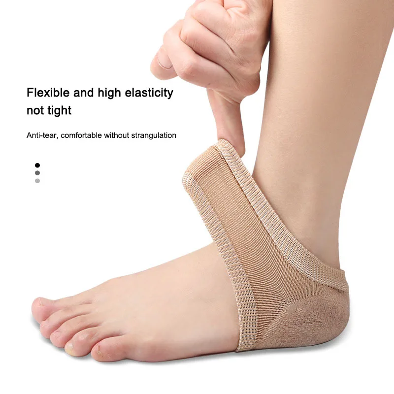 Gel Hak Protector Sleeve Siliconen Hak Pads Hiel Cups Fasciitis Plantaris Ondersteuning Voeten Huidverzorging Reparatie Kussen Halve Yard sokken