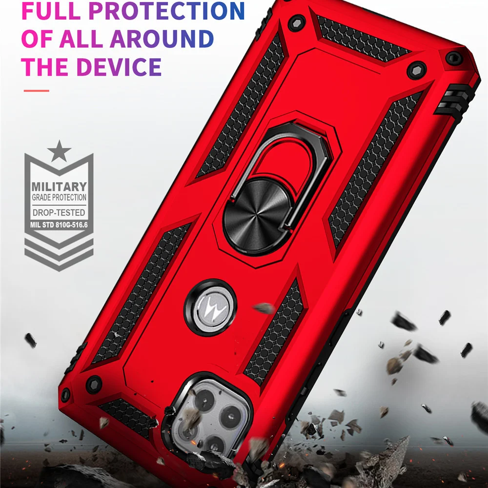 Moto G 5G For Motorola One 5G UW Ace Case Shockproof Armor Car Ring Phone Case for Moto G 5G Plus Stand Holder Back Cover