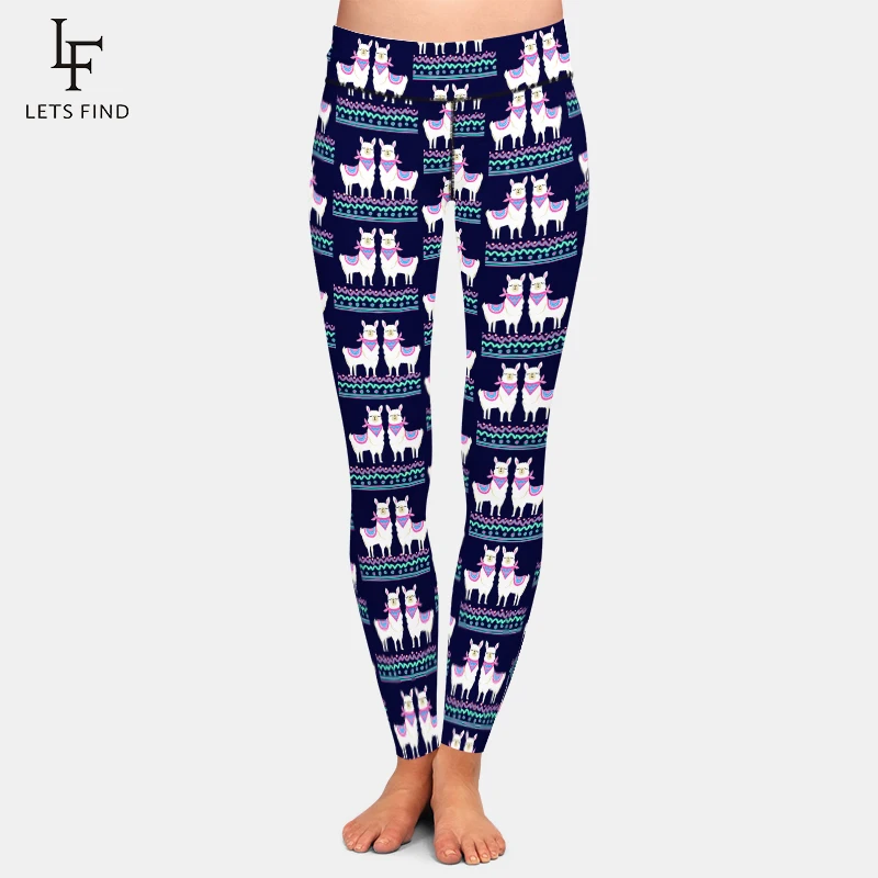 

LETSFIND Fashion New Sexy Soft Women Pants 3D Hand Painted Cute Alpaca Print High Waist Fitness Sexy Slim Stretch Leggings