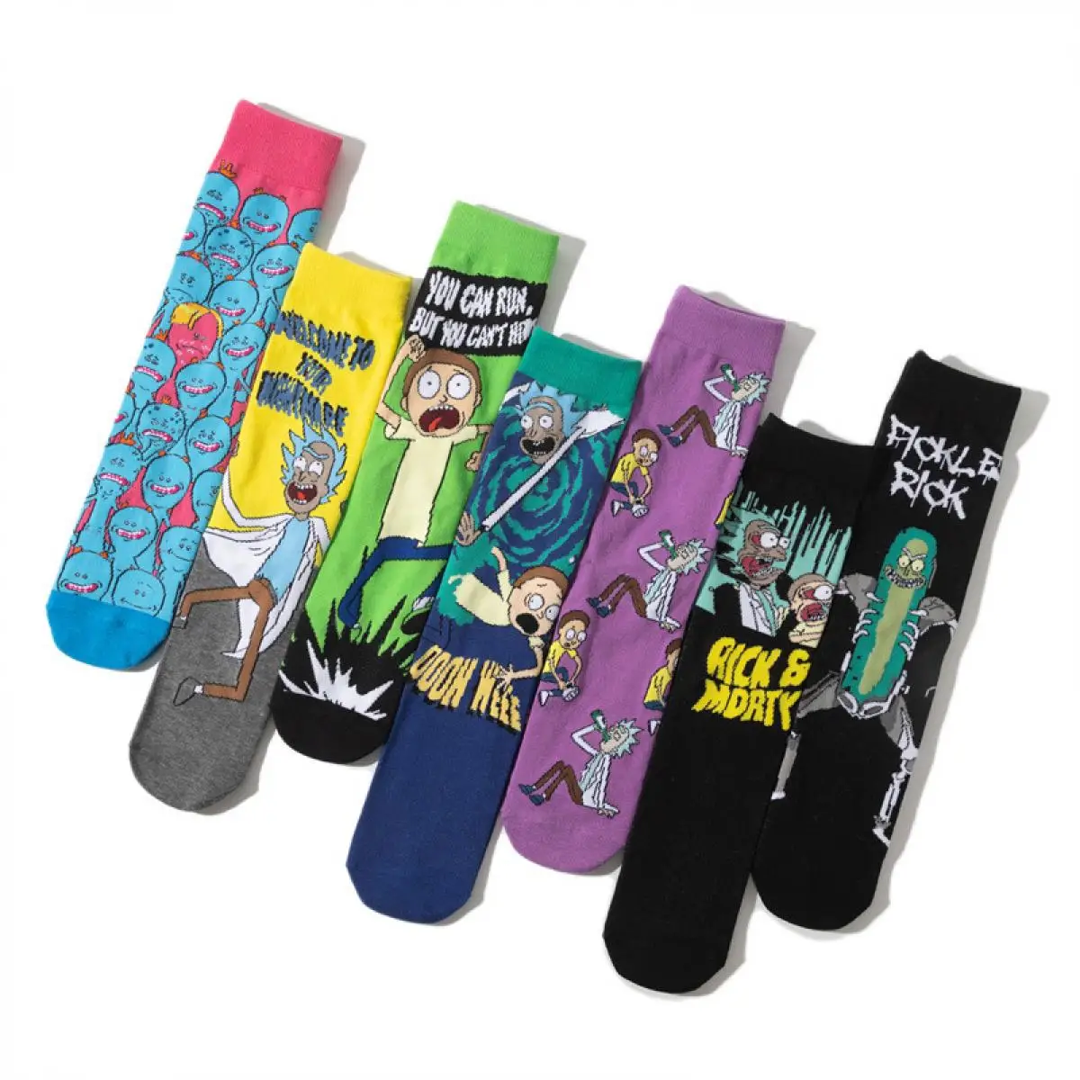 2024New Four Seasons Men\'s Cotton Anime Socks Cartoon Women\'s Mid-Calf Socks Animated Teemo and Rick Comic Socks