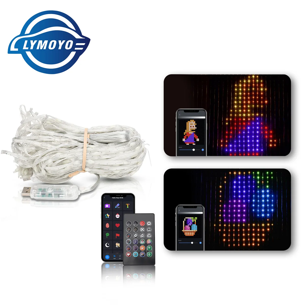 

2x2M RGB светодиодный светильник для штор с дистанционным управлением Bluetooth DIY сказочный свет для автофургона, спальни, вечеринки, дня рождения, декора, атмосфера, световая полоса