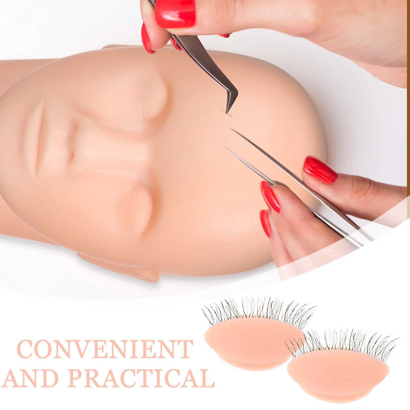 3Pairs Removable Eyelids for Eyelash Extension Practice Realistic Replaceable Eyelid Sets for Lash Mannequin Head Makeup