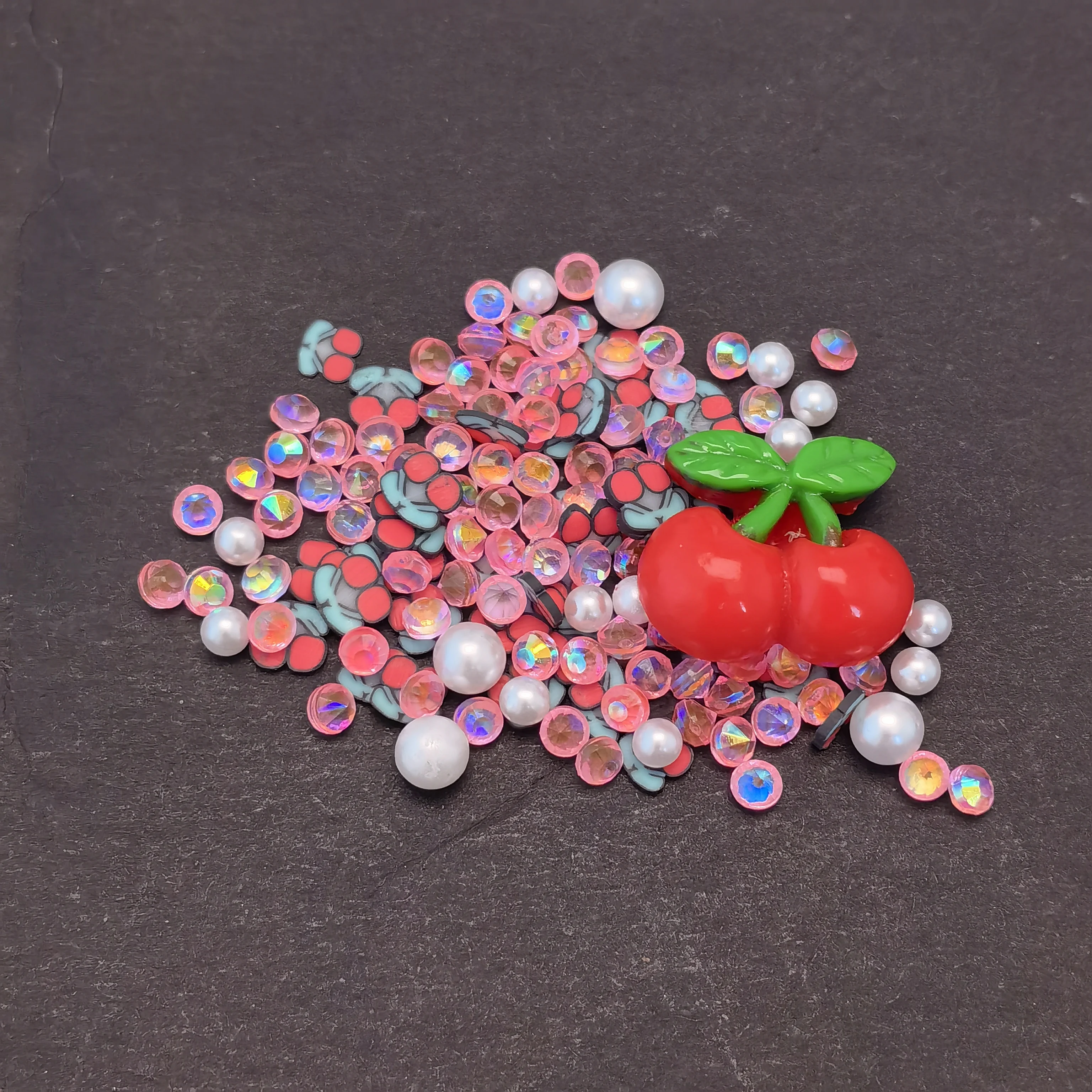 Small Packs Cherry Fruits Clay Slices Soft Pottery Slime Sprinkles for DIY Crafts Filling Accessories