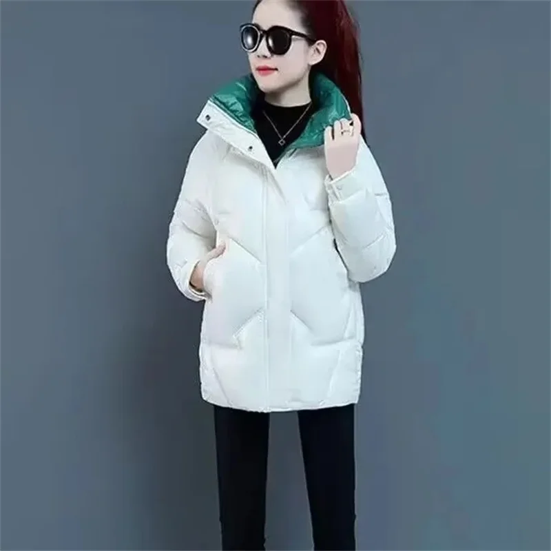 Capispalla in cotone con colletto alla coreana moda donna coreana 2025 Piumino da donna a maniche lunghe Cappotto imbottito in cotone femminile invernale