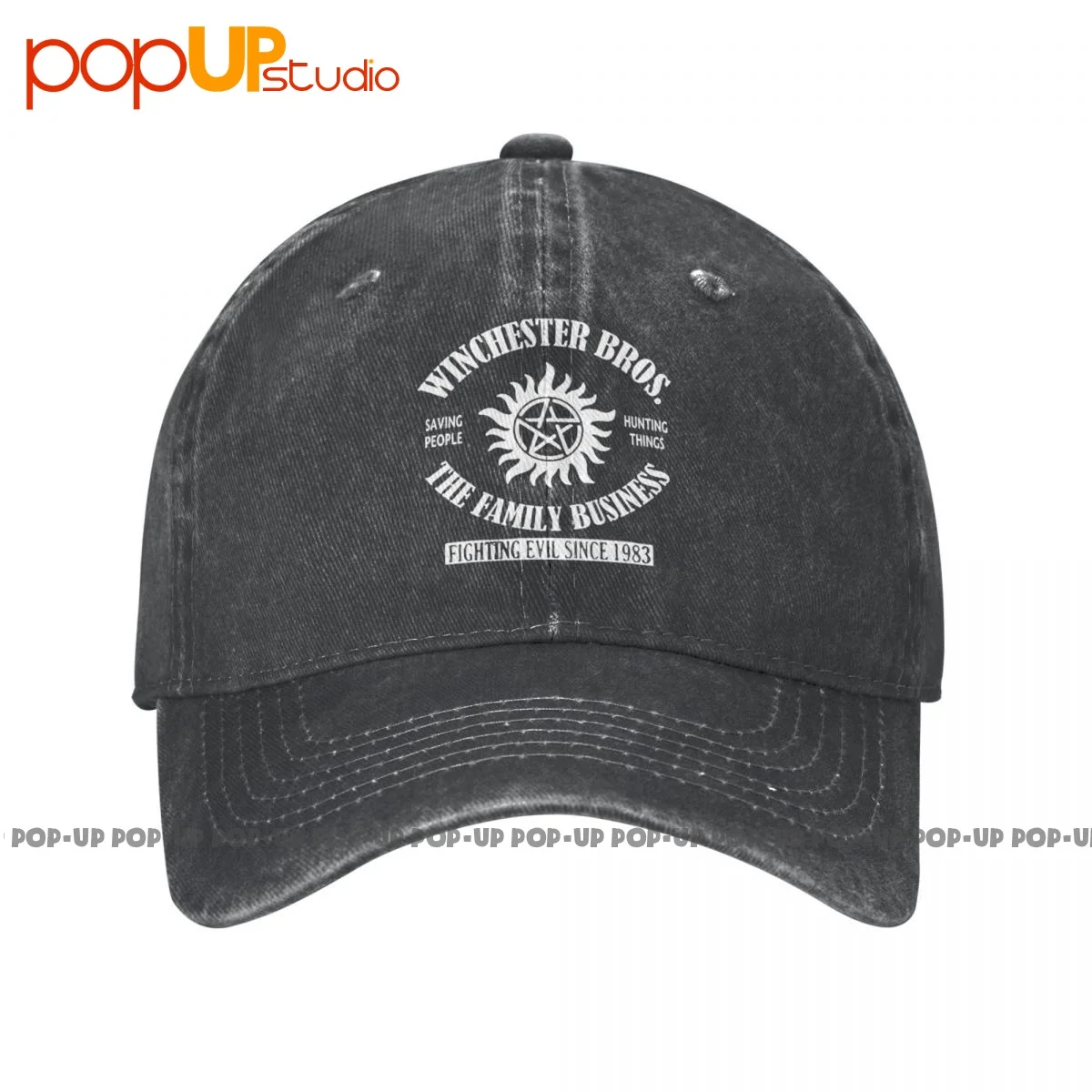 Winchester Bros The Family Business Fighting Evil Since 1982 Supernatural Washed Denim Baseball Cap Trucker Hats Funny