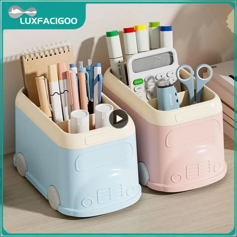 Makeup Brush Storage Box Car Styling Easy To Store Multifunctional Durable Save Space Smooth School Bus Storage Bucket Mellow