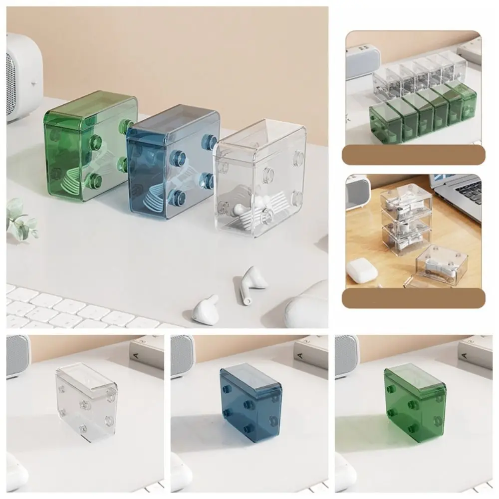 Waterproof Data Cable Storage Box, Empilhável, Transparente, Dustproof, Cabo Container, Plastic Flip Cover, Bobbin Winder, Jóias