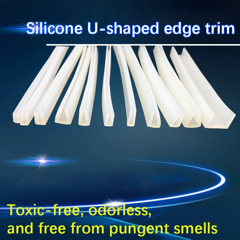 1m U-Shaped Transparent Silicone Edge Strip, Anti-Collision Glass Table Edge Protection Seal, Flexible U-Channel Seal