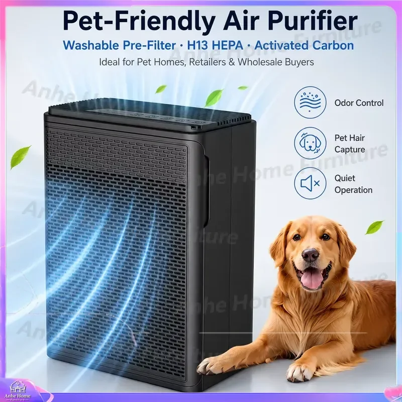 Large Room Air Purifier HEPA Filter Remove Pet Hair Dander Odor Allergens Smoke Dust for Home Office Pet Store Quiet