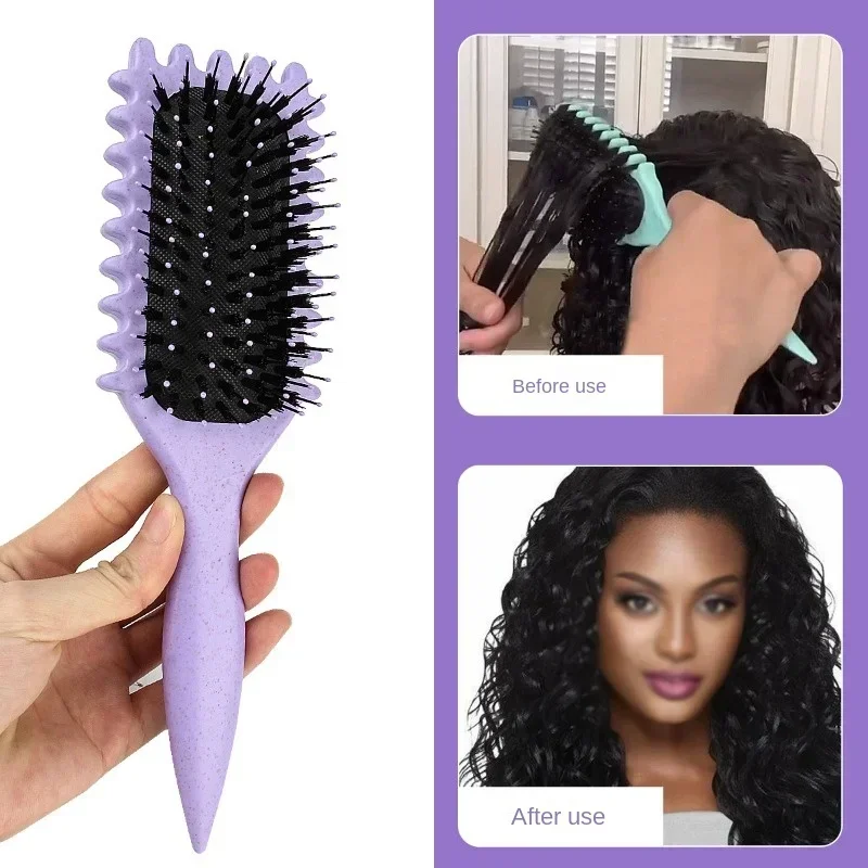 Pente de cabelo feminino em formato oco, pente de cabelo encaracolado multifuncional, massagem no couro cabeludo e escova de cabelo antiestática e