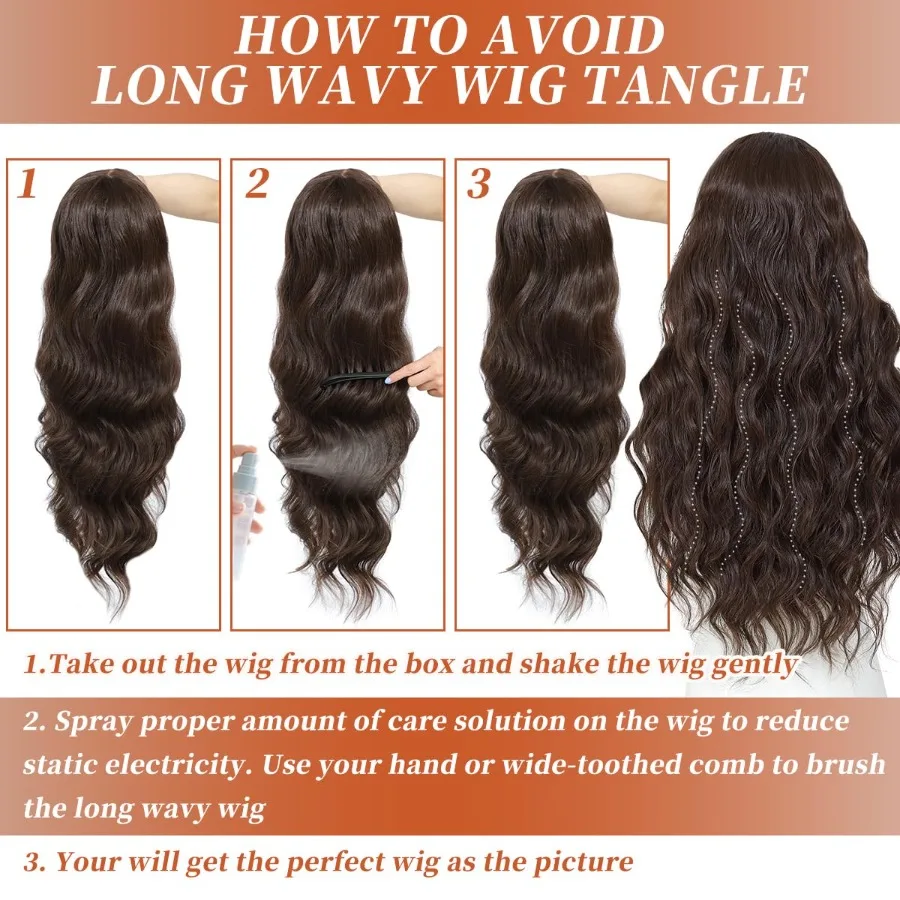 باروكات صناعية بدانتيل أمامي مقطوعة مسبقًا 26 بوصة طويلة مموجة بالشوكولاتة بني 100 فوتورا بريميوم 13x4 باروكات دانتيل عالية الدقة للنساء ذوات البشرة السمراء