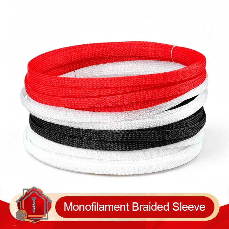 2/5/10m PET monofilament braided sleeving Size 3/4/6/8/10mm Nylon Braided Cable Sleeve USB Data Cable Sheath Protector Wire Wrap
