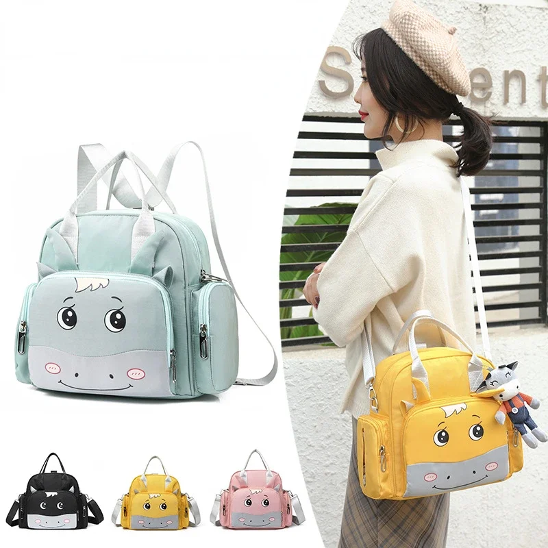 New Cartoon Diaper Bags for Baby Large Capacity Mummy Backpack Multi-Function Outdoors Storage Handbag Lightweight Messenger Bag