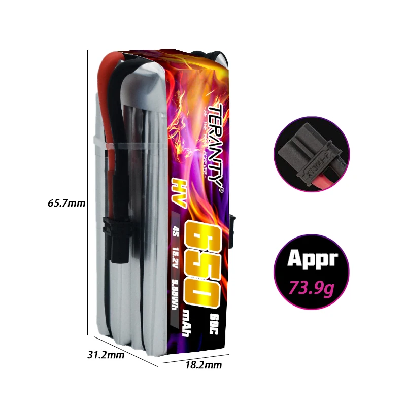 TERANTY 650mAh MAX 60/120C 15.2V Lipo Battery For RC Helicopter Quadcopter FPV Racing Drone Parts 15.2V Battery With XT30 Plug