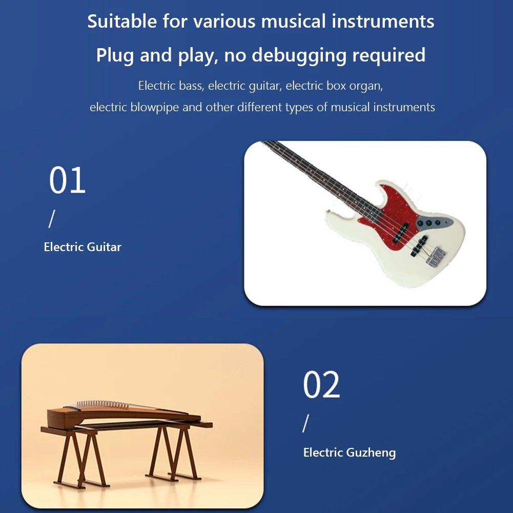 2.4GHz Electric Guitar Wireless Pickup USB Rechargeable Guitar Wireless System Transmitter Max 30M Transmission for Guitar Bass