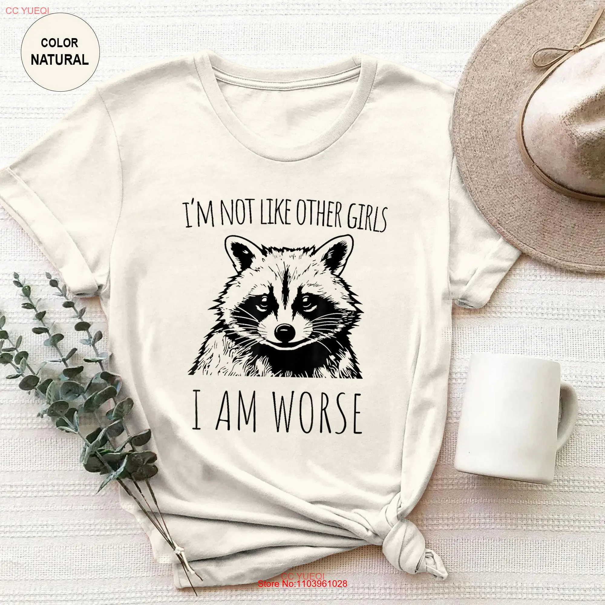 Я не похожа на другие футболки для девочек, хуже, енот, странный мем, мусор, панда, ретро, длинные или Короткие рукава