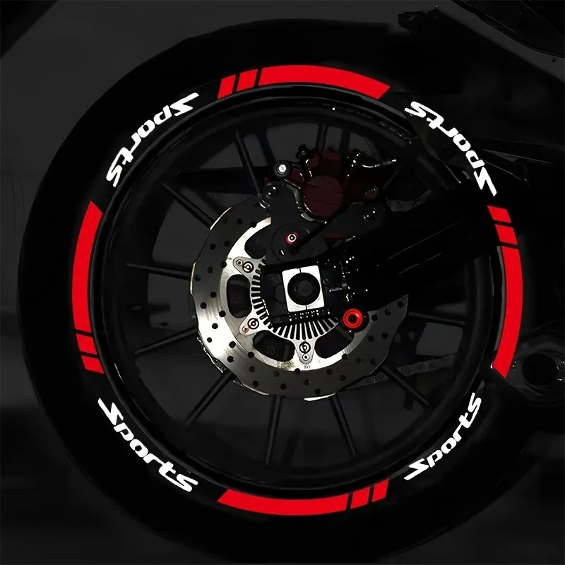 16Pcs Set Reflective Wheel Stickers Sports Letter PVC Waterproof Motorcycle Tire Decals Universal Rim Decor Accessories