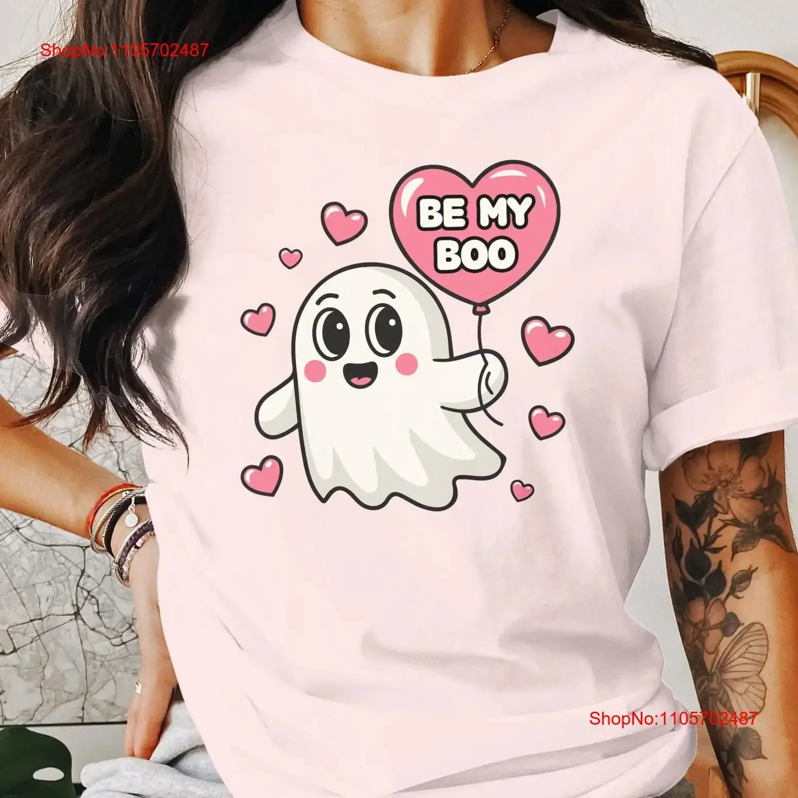 Cute Ghost Be My Boo T Shirt Funny Valentine's Day Holding Heart Balloon Adorable Love Top vintage Washed designer clothes