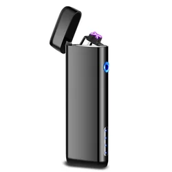 Mini Portable Plasma Pulse Arc Lighter, USB Charging, Touch Induction, Outdoor, Windproof, Flameless, Metal, Cigarette Gift, Men