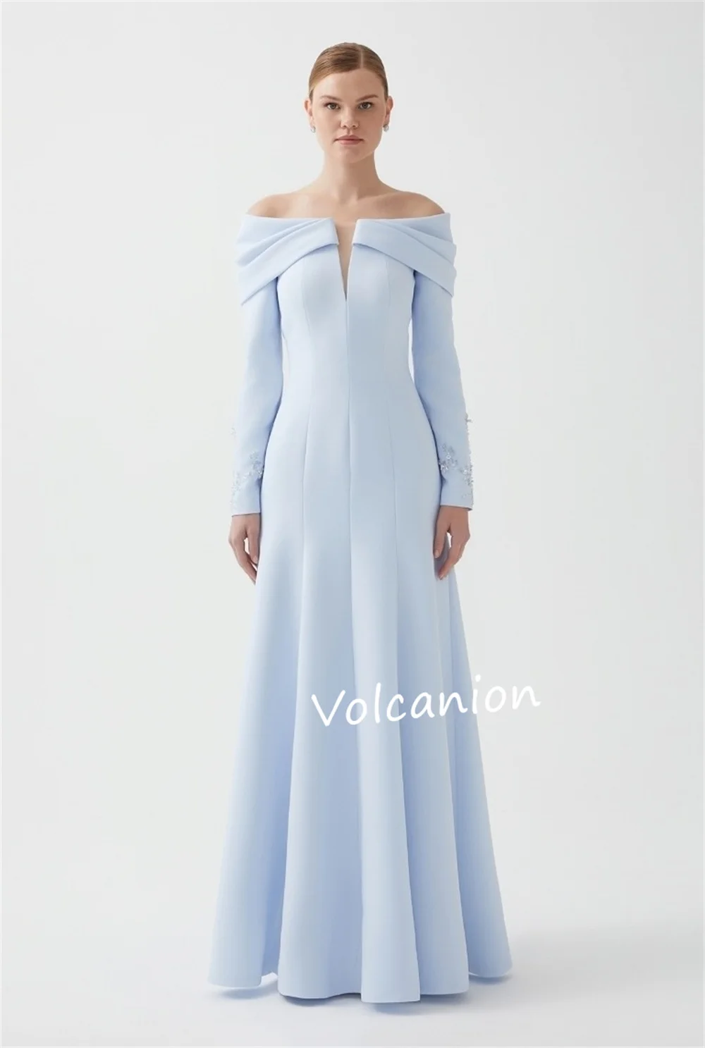 Customized Jersey Beading Pleat A-line Off-the-shoulder Long Dresses Bespoke Occasion Evening Formal Elegant High Quality