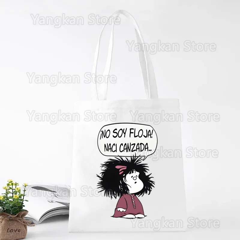 

Mafalda Comic Ulzzang Cartoon Kawaii Shopper Bags For Unisex Resuable Tote Bag Harajuku Large Capacity Shopping Bag Printing