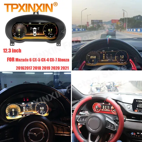 디지털 LCD 대시 보드 패널 가상 계기판, 마쓰다 6 CX-4 CX-5 CX-7 Atenza 2016 2017-2021 GPS 센터 속도계