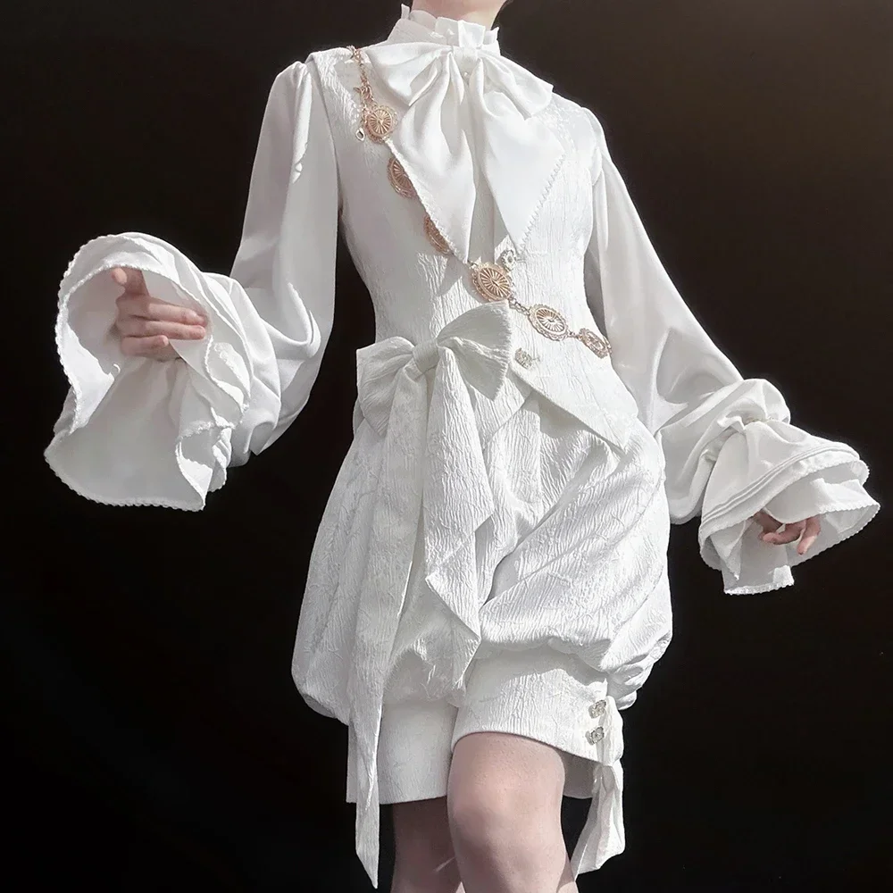 

Pre-order Ouji Lolita Vest Cool White Waistcoat by Princess Chronicles ~ Rabbit in Moonlight