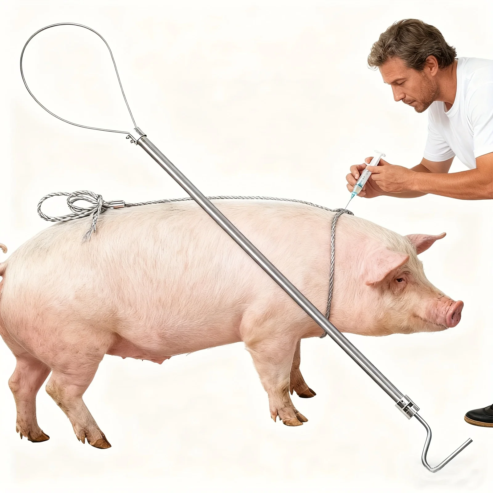 

Dog Catcher Pole Pig Holder Hog Catcher Pole Stainless Steel Animal Holder Catcher Tool for Pig Dog Farm Equipment