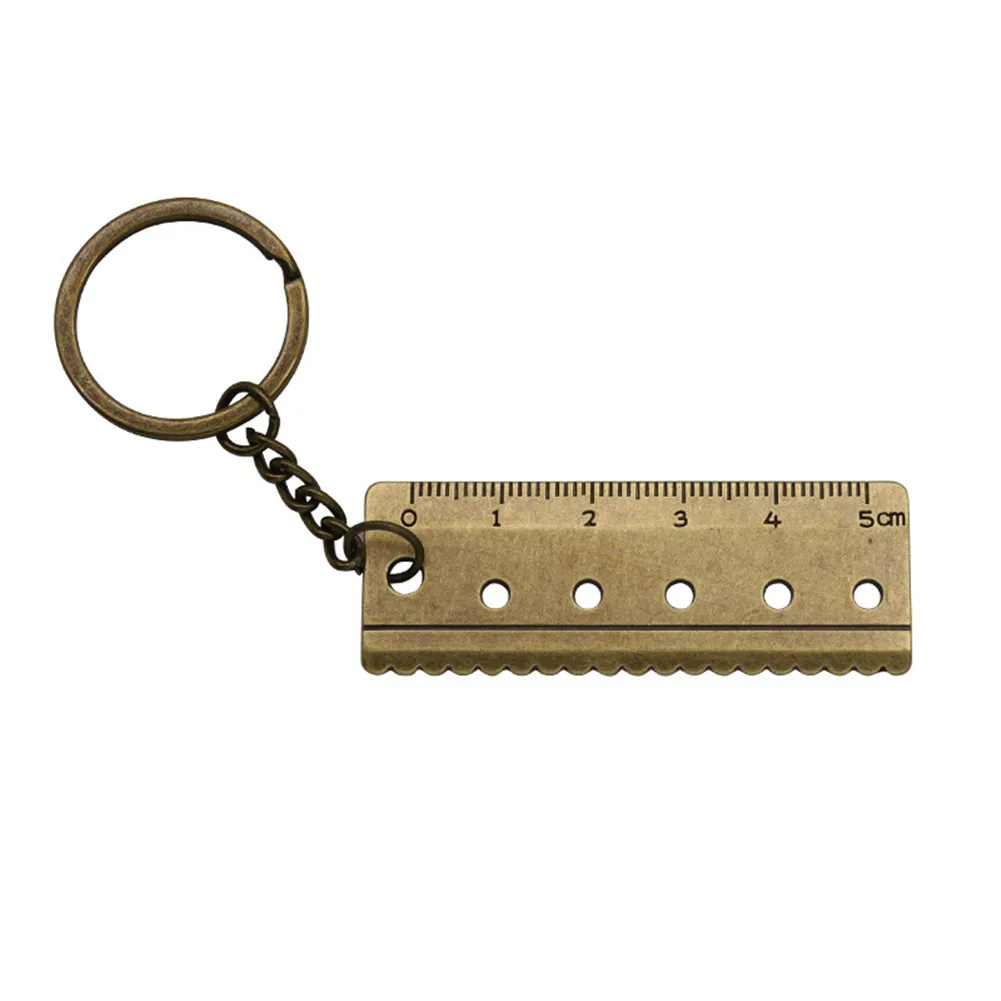 3pcs Zinc Alloy Keychain Measuring Tool Portable Vernier Caliper Ruler for Everyday Use Silver and Retro Color