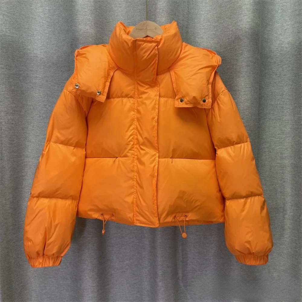 Down Jacket for Women Winter 90 White Duck Hooded Warm Down Coats Casual Loose Short Thick New Fashion Lightweight Puffy Jacket