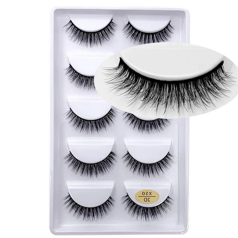 5 pairs 3D Natural Mink False Eyelashes Russia Soft Eyelash Extension Makeup tools 3D/X01 3D/X05 3D/X08