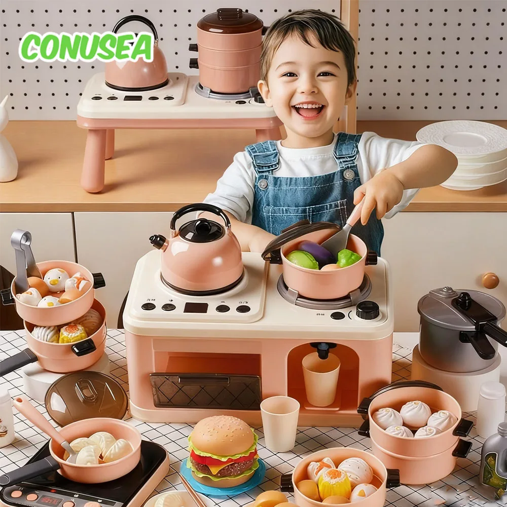 Kinderkeuken Speelgoedspeelset Miniatuur Voedsel Meisjesspeelgoed Speelhuis Fornuis Pot Doe alsof koken voor peuter Kerstverjaardagscadeaus